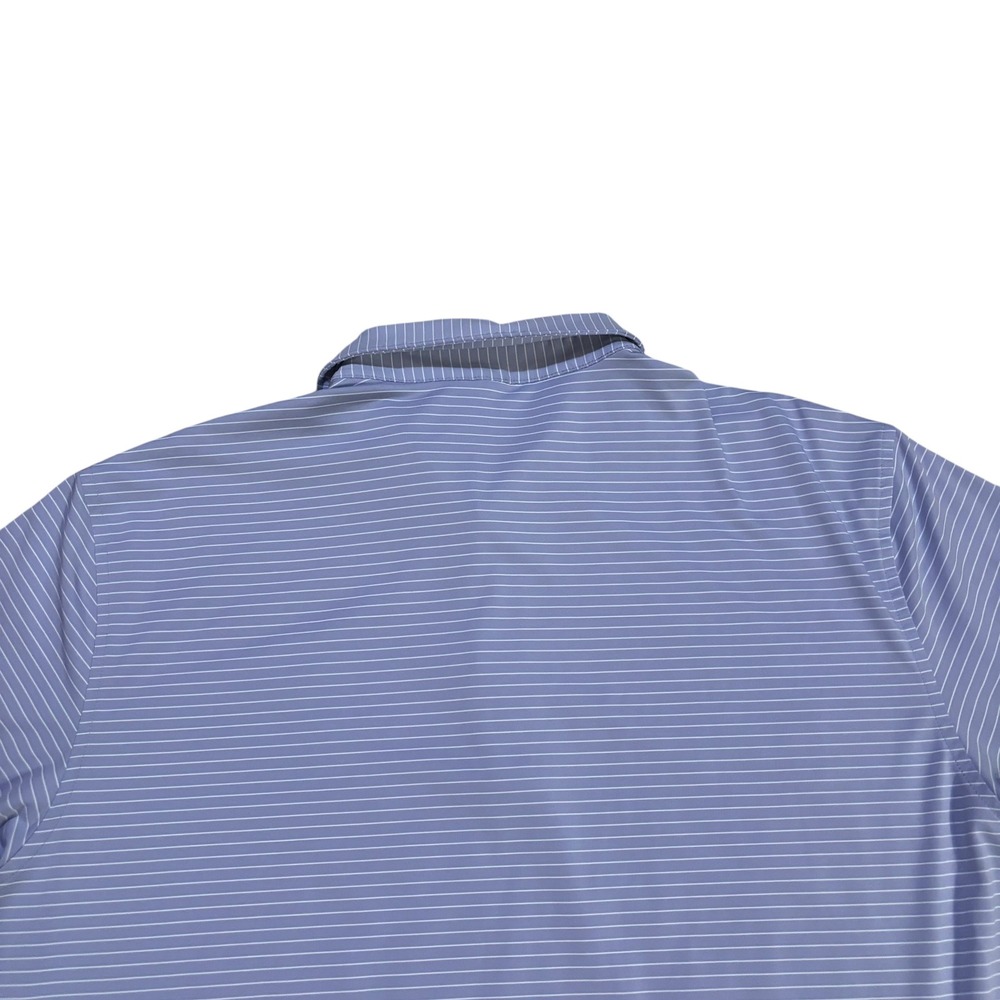Peter Millar Summer Comfort Mens Large Purple Striped Feather Logo Golf Polo - Picture 7 of 9